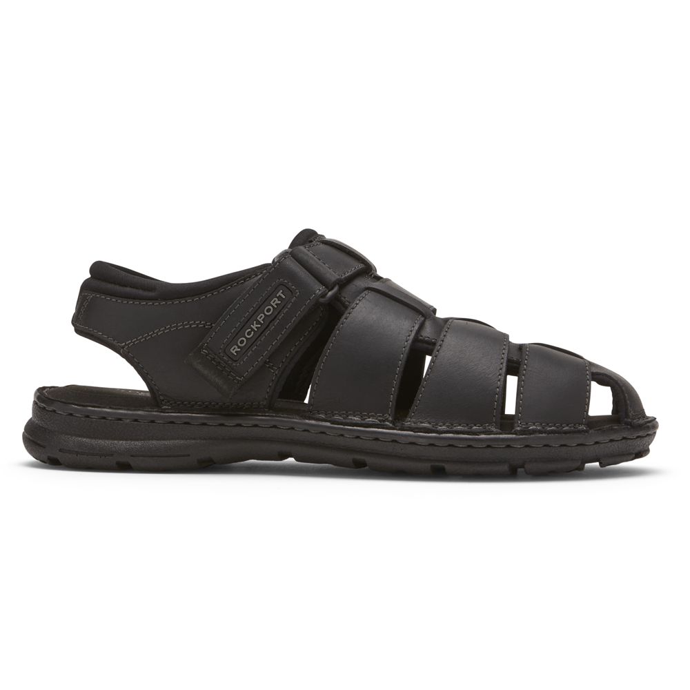 Rockport Men's Darwyn Fisherman Slingback Sandals - Black - USA (1694HWCPS)